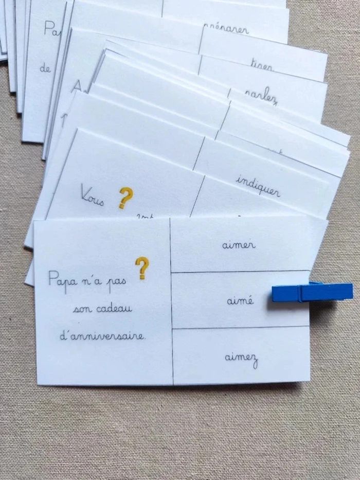 32 cartes à pince terminaisons en -é, -er, -ez - photo numéro 2