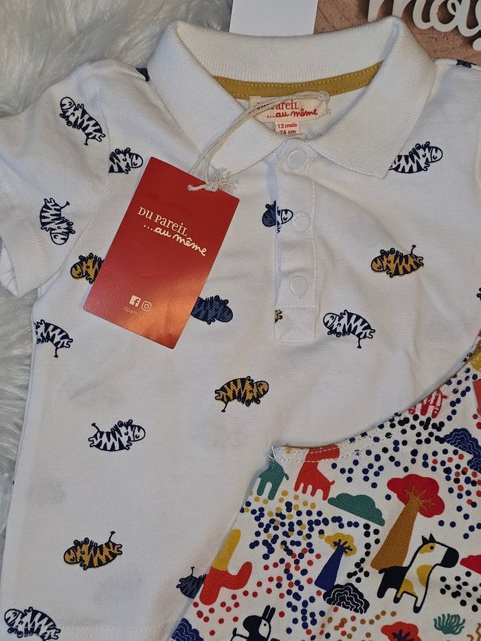 Neufs (non portés)🏷🏷 😍🤩💙ensemble salopette courte et polo mc 12 mois garçon💙💙 - photo numéro 5