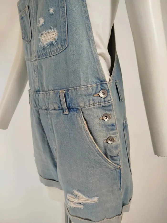 Salopette short en Jean femme - Taille 38 M - A169 - photo numéro 6
