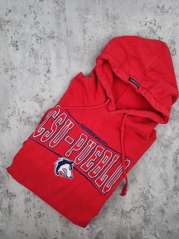 Pull à capuche universitaire CSU-Pueblo rouge – Taille L Homme (mesures en photos)