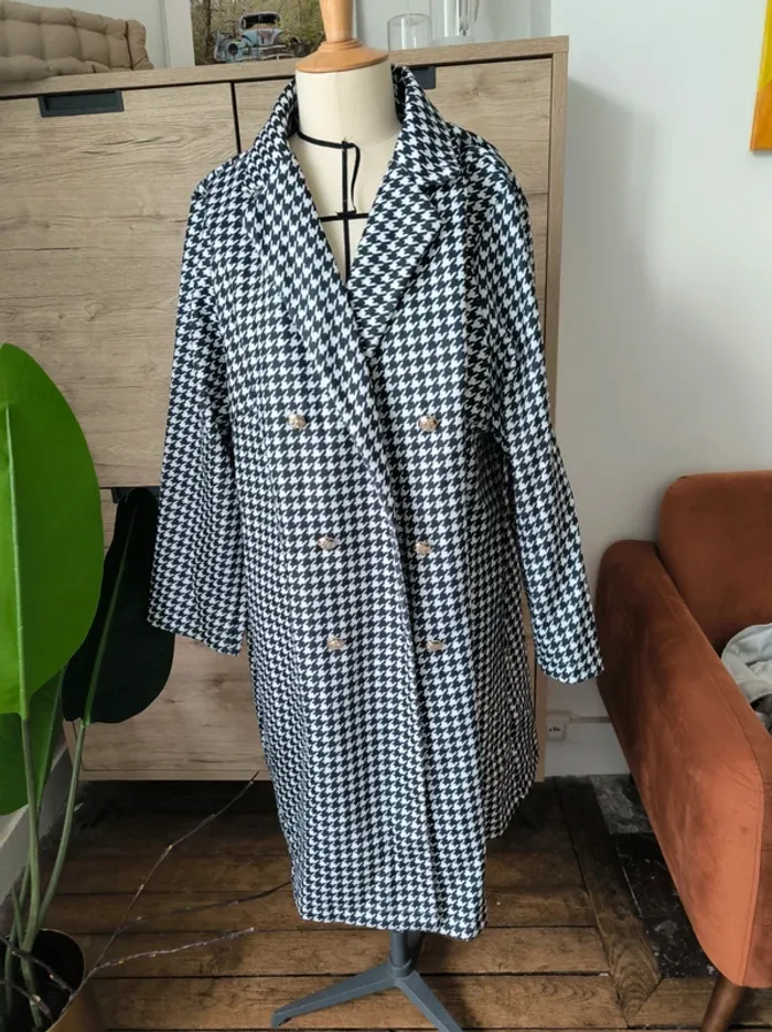 Manteau pied de poule très oversize