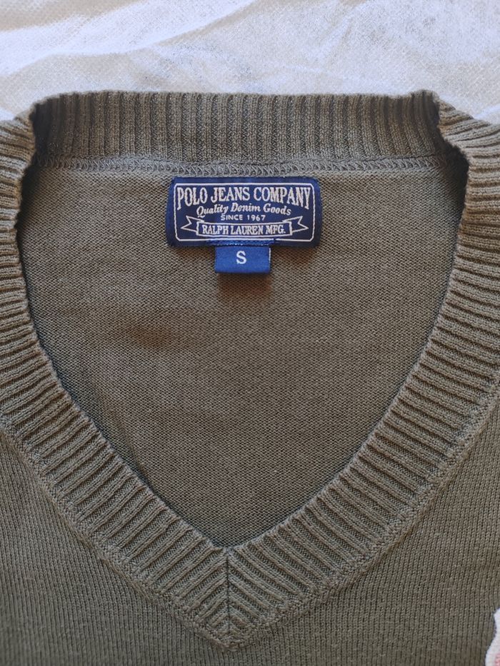Pull col V léger Ralph Lauren taille s kaki - photo numéro 2