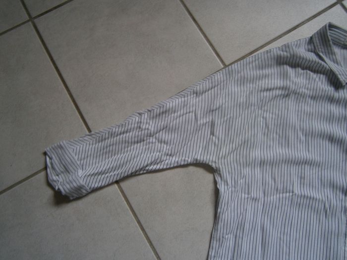Chemisier ML blanc rayé violet PROMOD Taille 40 - photo numéro 4