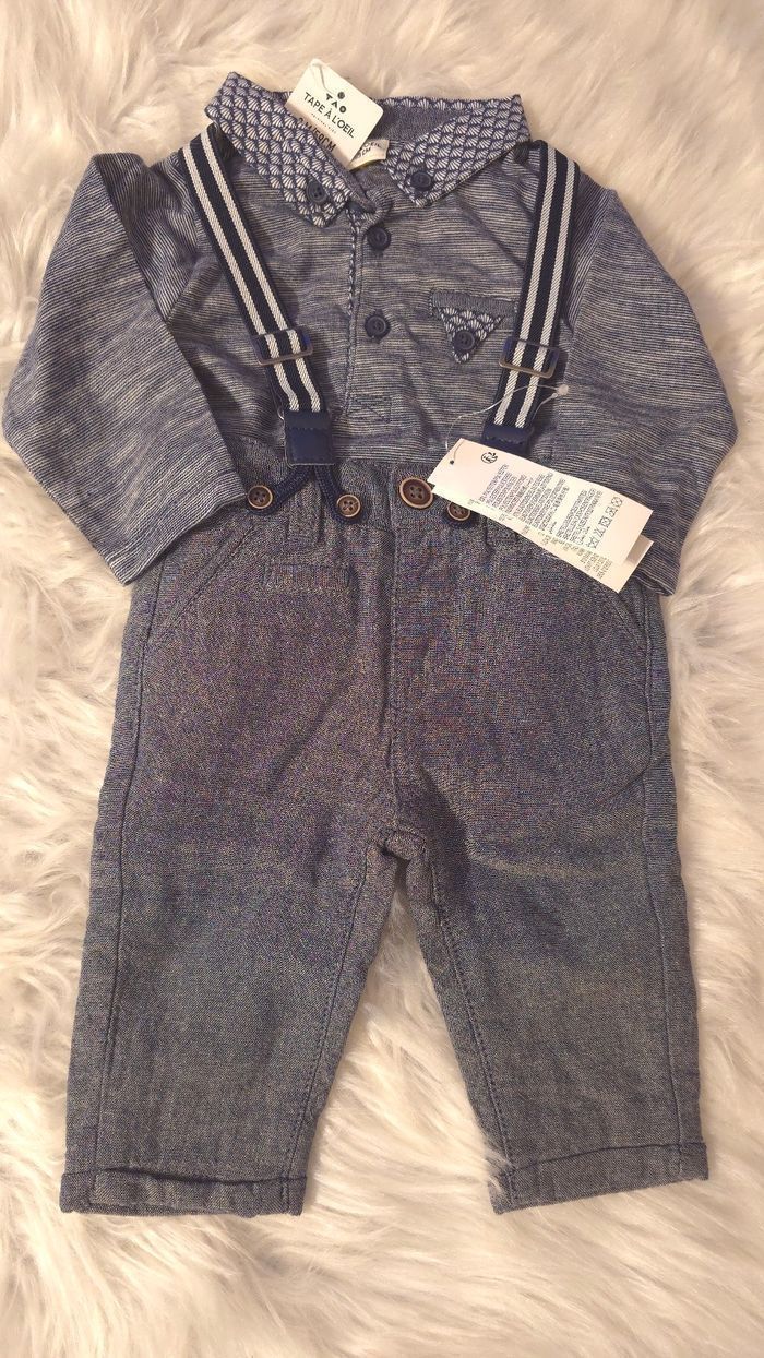 (Neufs non portés) 🏷🏷🤩😍💙superbe ensemble  Polo ml et pantalon doublé 3 mois garçon 💙😍🤩 - photo numéro 2