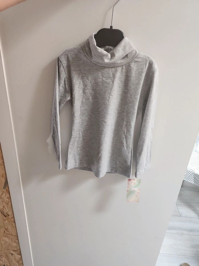 T-shirt col roulé 2 ans fille gris