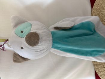 range pyjama antonin peluche doudou renard bébé 9 creation cocard bleu vert 40 cm