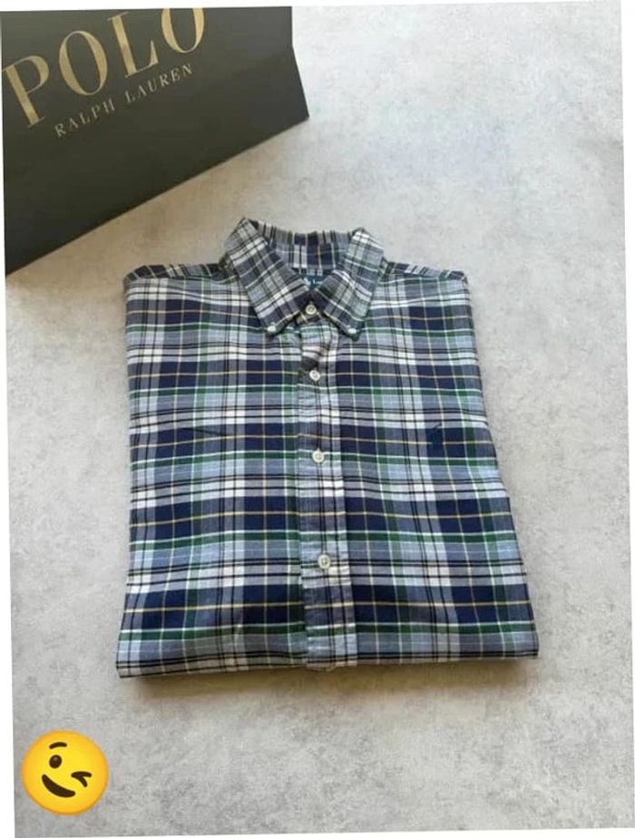 Chemise Ralph Lauren manche longue Taille L bleu Homme Men CHE53