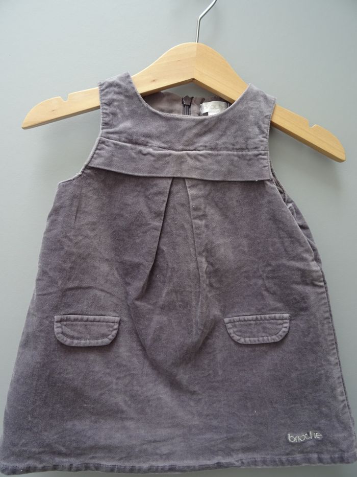 Robe chasuble en velours gris 6 mois