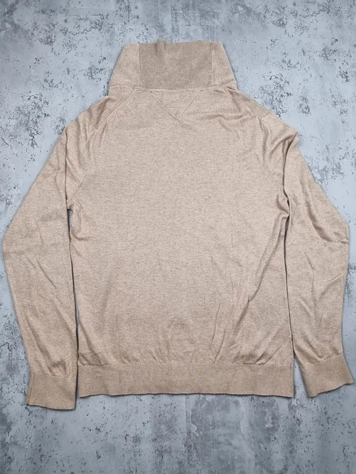 Pull fin mi-saison col châle Tommy Hilfiger Crème – Taille L Homme (mesures en photos) - photo numéro 4