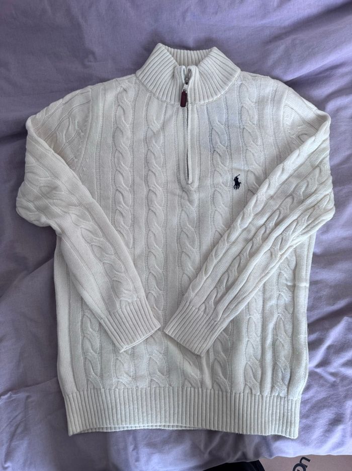 Sweat pull torsadé Ralph Lauren blanc taille L