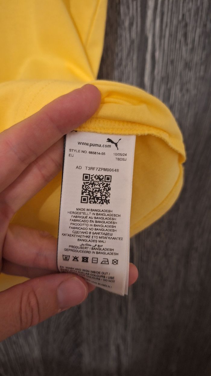 Tee-shirt manches courtes uni jaune Puma - photo numéro 4
