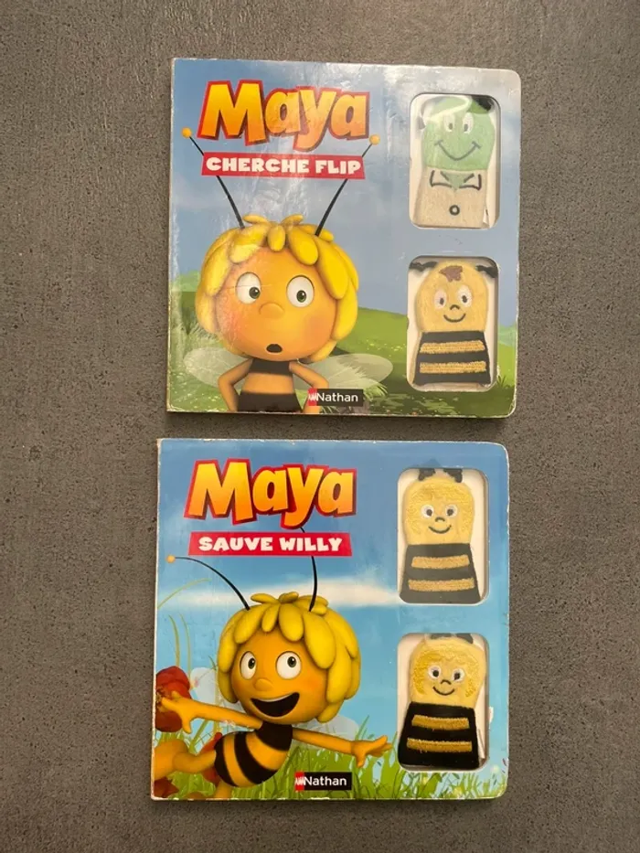 Lot 2 livres cartonnés Maya l’abeille avec marionnettes