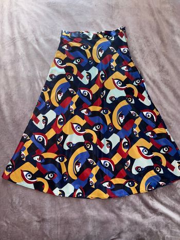 Jupe Monki imprimé abstrait coloré – coupe longue fluide taille 36