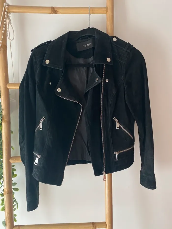 Veste perfecto en daim véritable - photo numéro 4