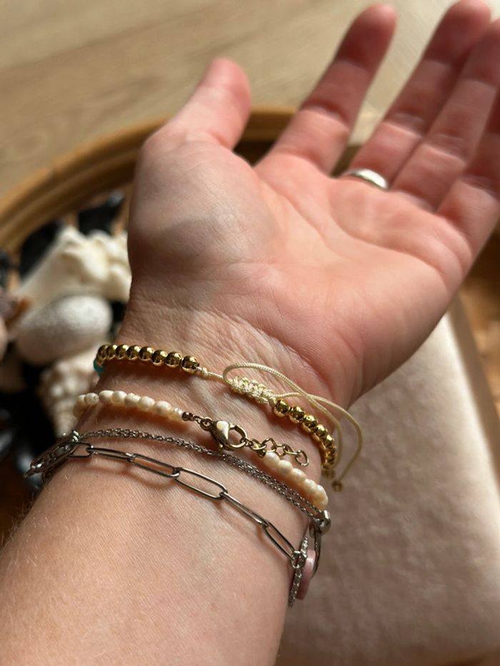 Bracelet réglable perles naturelles & pierre - Fait main, bohème chic - photo numéro 6