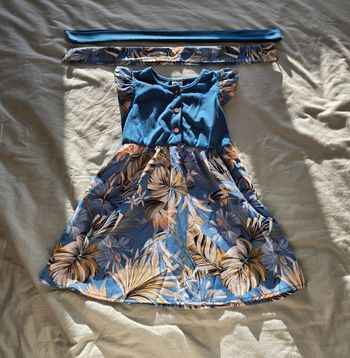 ​PatPat Robe et Bandeau Viscose Coton Bleu Tropical Très bon état 2 ans (92cm)