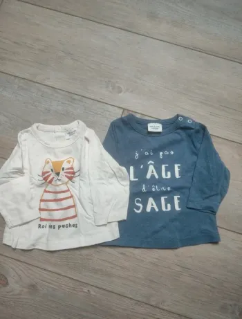 Lot de 2 t shirt ML tape a loeil 3 mois