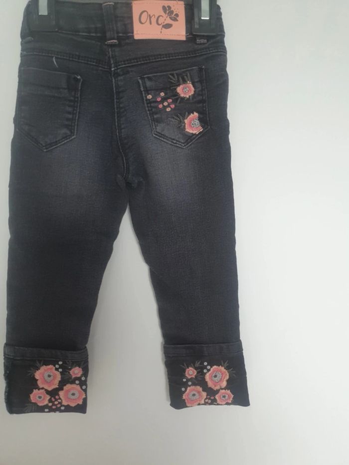 Jeans noir broderie bleu sur l ourlet de jambe et poches 2 ans orchestra - photo numéro 5