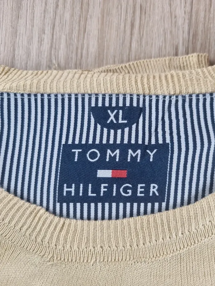 Pull a col rond Tommy Hilfiger beige/jaune Homme Taille XL - photo numéro 2