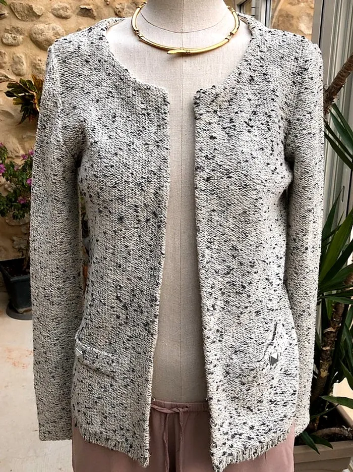 Gilet droit blazer veste vintage noir blanc gris poches clou