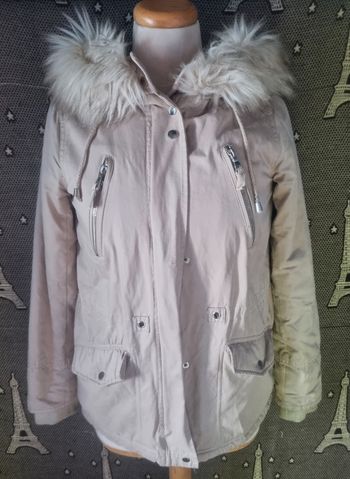 Parka beige à capuche fausse fourrure taille XS FB Sister