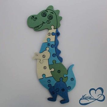 Puzzle Dino en résine bleu et vert 🦕