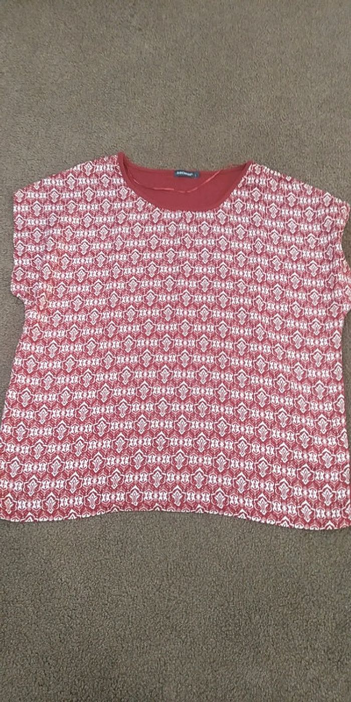 t shirt manches courtes fluide blanc rouge