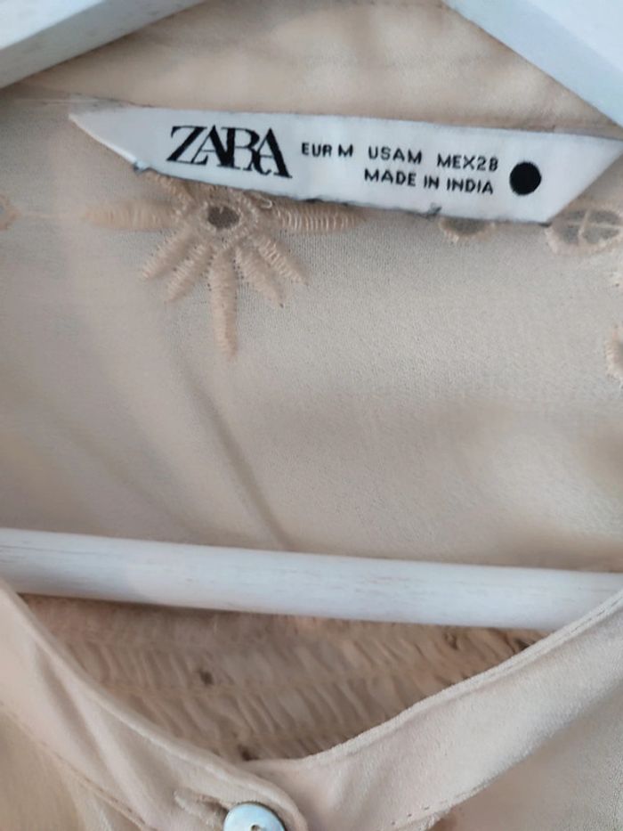 Blouse/chemise ajourée fluide beige nude - photo numéro 3