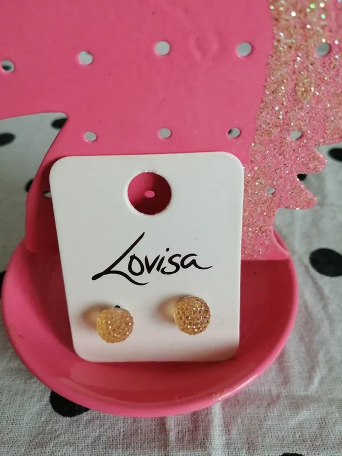 Boucles d'oreilles boules style shambala beige / sans marque - photo numéro 3