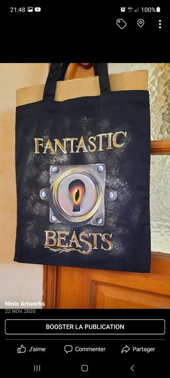 Tote bag Les animaux Fantastiques artisanale