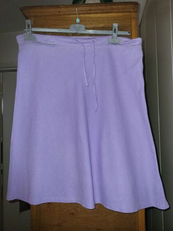 jupe mauve mélange de lin , fraiche été t 42