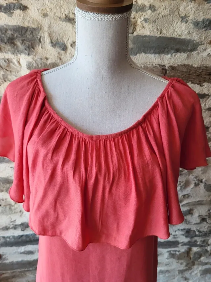 Blouse manches courtes corail Only Taille 38 - photo numéro 2