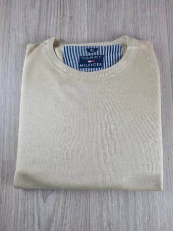 Pull a col rond Tommy Hilfiger beige/jaune Homme Taille XL