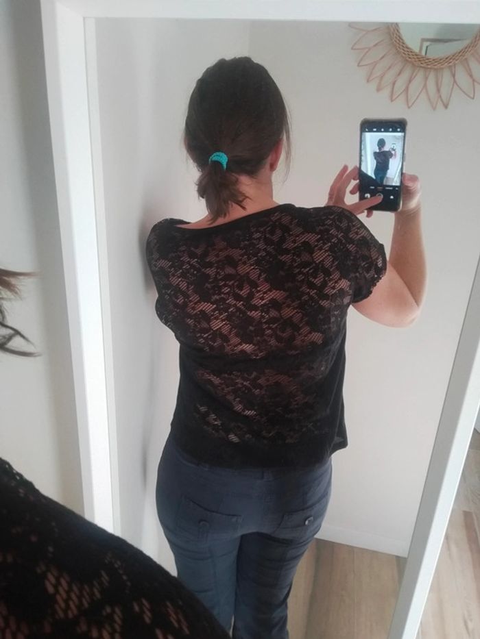 Tee short dos dentelle noir bershka - photo numéro 2