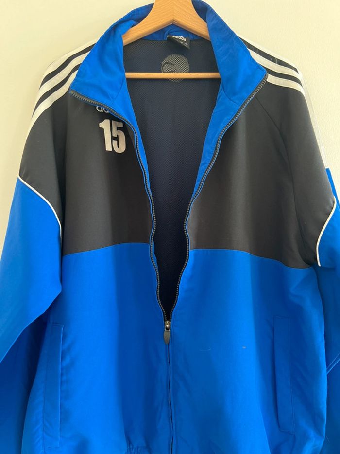 Veste de sport ( foot ) Adidas vintage taille XL couleur noir & bleue. - photo numéro 6