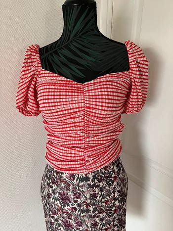 Top court carreaux Vichy taille S