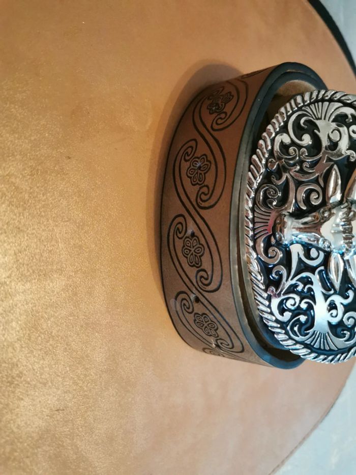 Ceinture de cowboy country taureau argenté - photo numéro 3