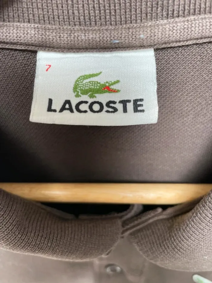 Polo Lacoste Regular fit vintage marron chocolat manches courtes taille 7 - photo numéro 3