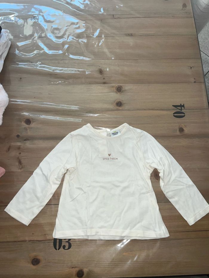 T-shirt manche longue tape à l’œil crème 24 mois