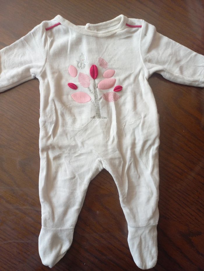 Pyjama blanc arbre rose Obaïbi 1mois