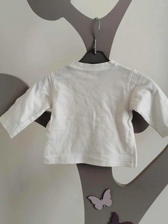 Tee-shirt manches longues blanc Baby Club taille 3 mois - photo numéro 2