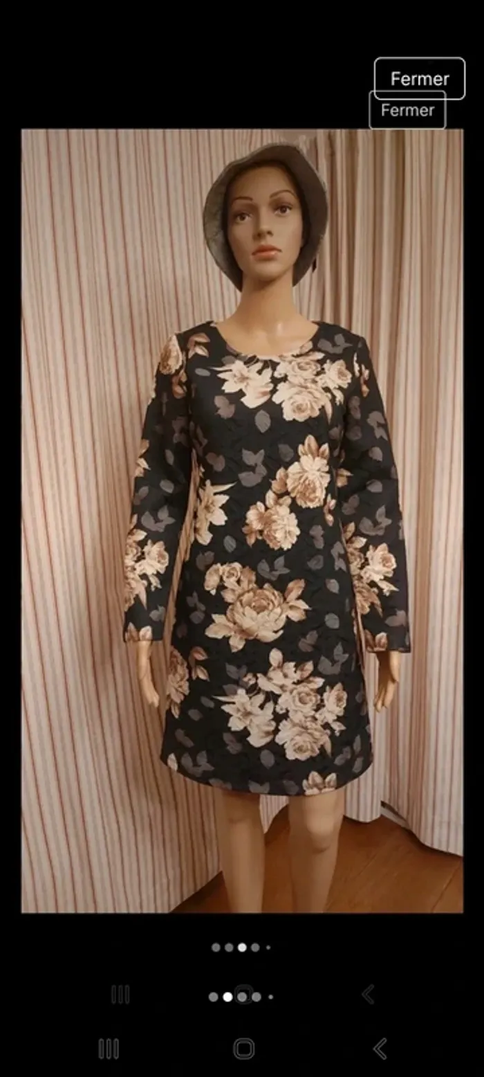 Jolie Robe Anonyme noir fleuries taille S 36 - photo numéro 2