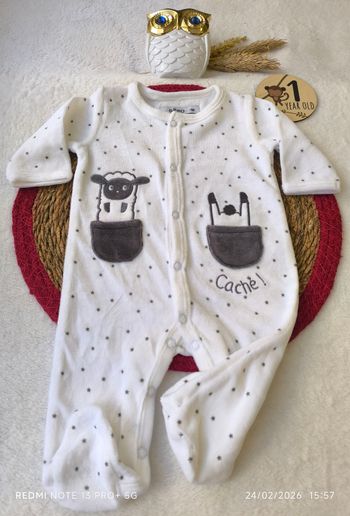 Grenouillère velours 1 mois 