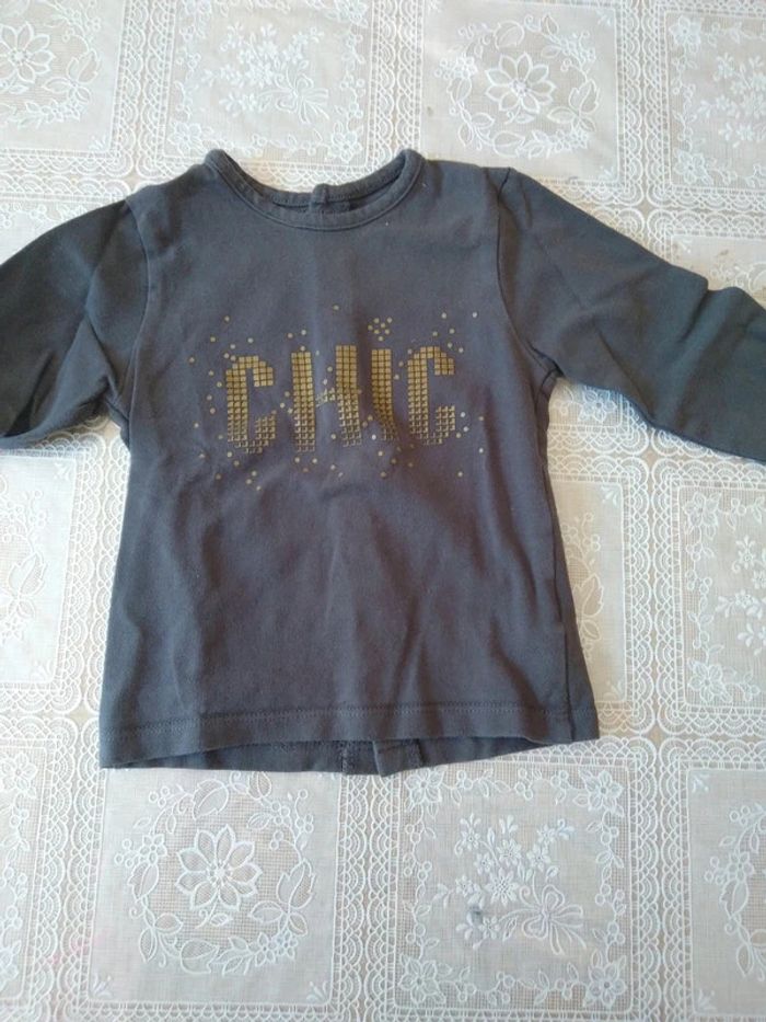 Tee-shirt gris foncé Chic 12 mois