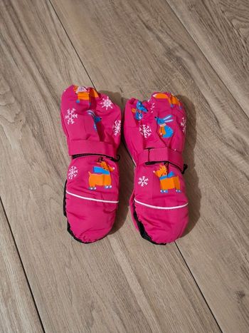 Gants de ski moufles pour enfant imperméable renard rose