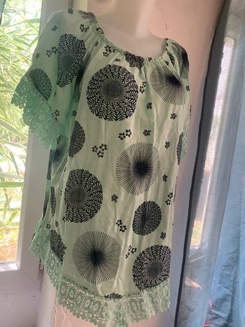Blouse longue taille 40 Piment rouge taille L coton-Lin
