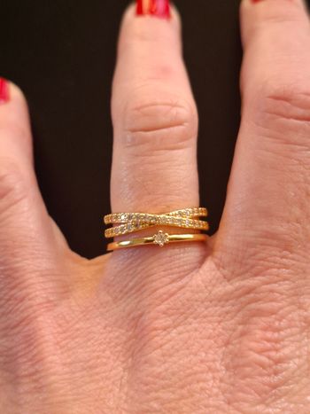 Bague neuve ajustable strass en acier inoxydable 
