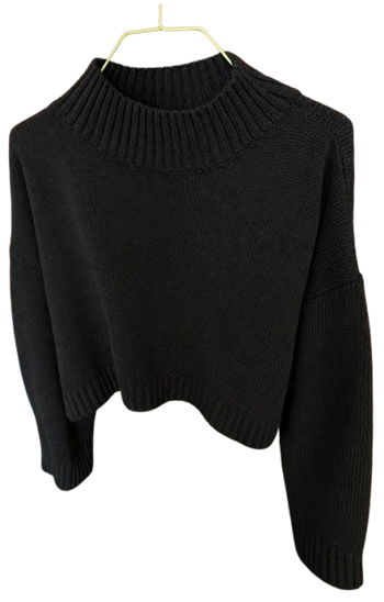 Pull noir maille épaisse