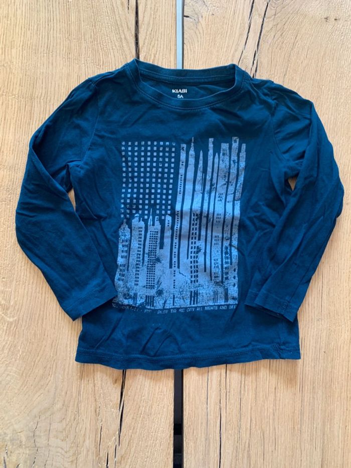Tee-shirt manches longues marine New York garçon 5 ans Kiabi