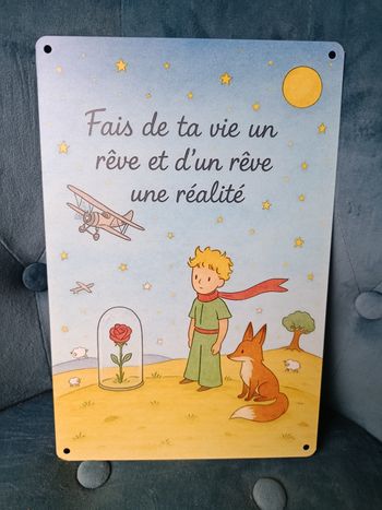 Plaque métal citation le petit prince antoine de saint exupery neuve 20x30cm